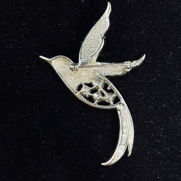 Vintage Sarah Coventry Silver Tone Aurora Borealis Rhinestone Bird Brooch (5189) - Picture 5 of 6